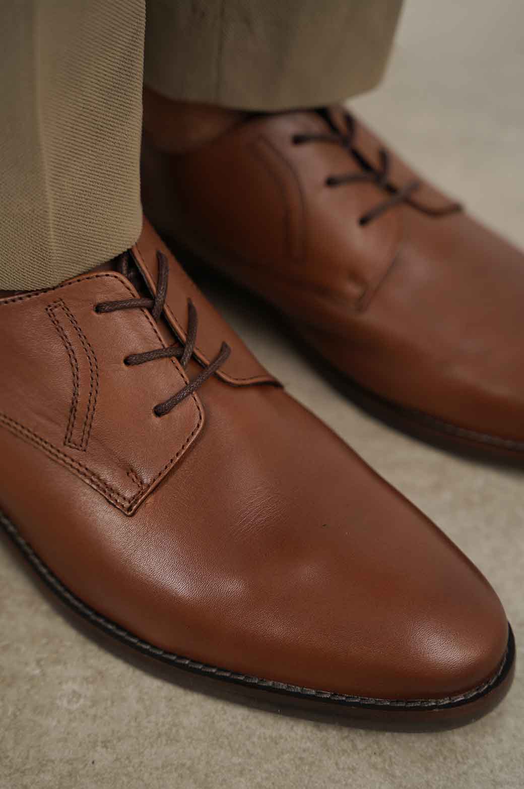 BROWN FORMAL LEATHER DERBY