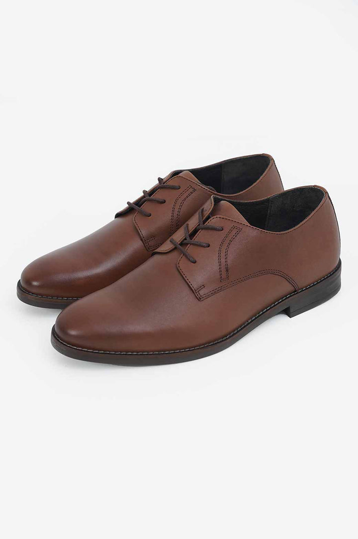 BROWN LACE-UP DERBY SHOES