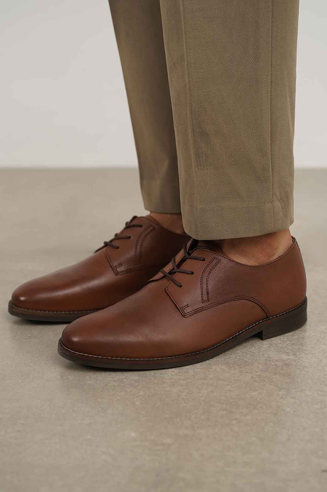 BROWN FORMAL LEATHER DERBY