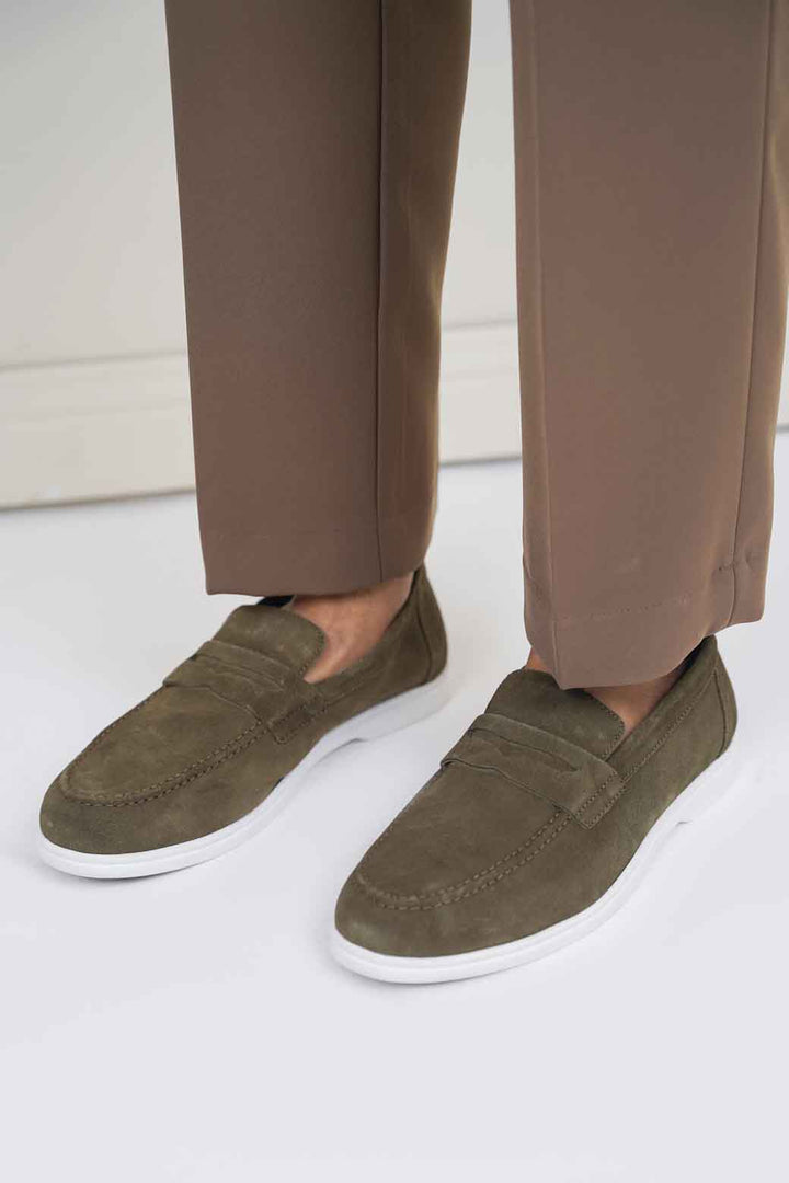 OLIVE LEATHER LOAFERS