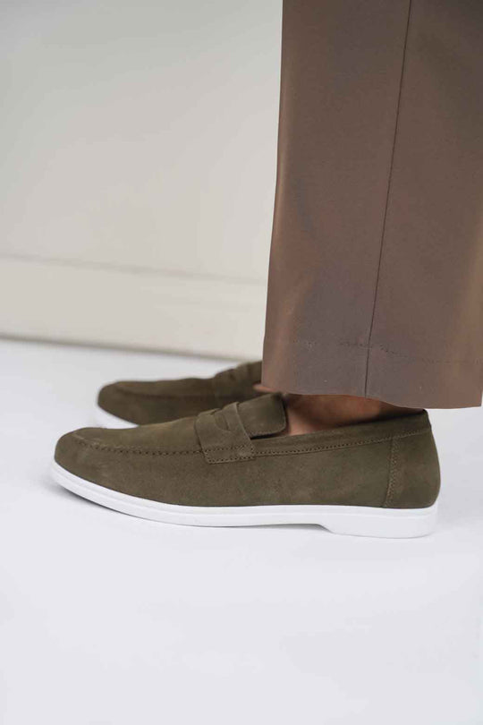 OLIVE LEATHER LOAFERS