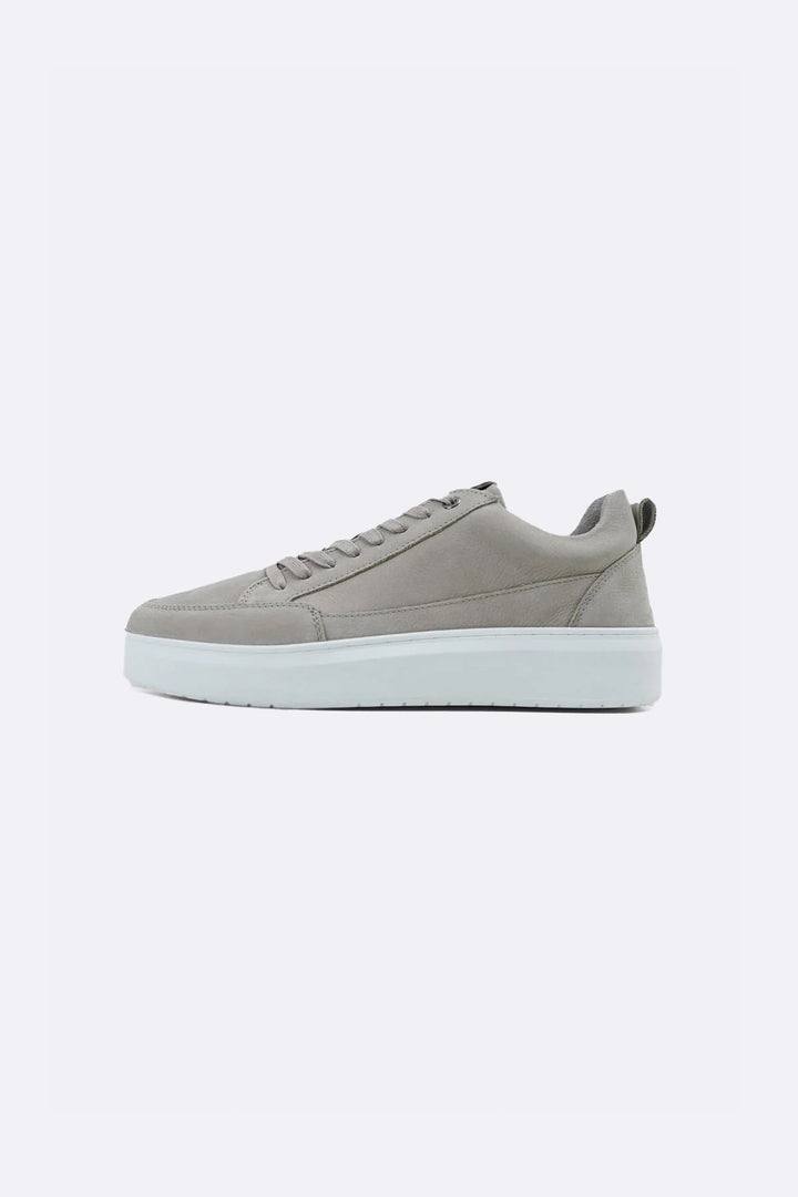 GREY PLATFORM LEATHER SNEAKERS
