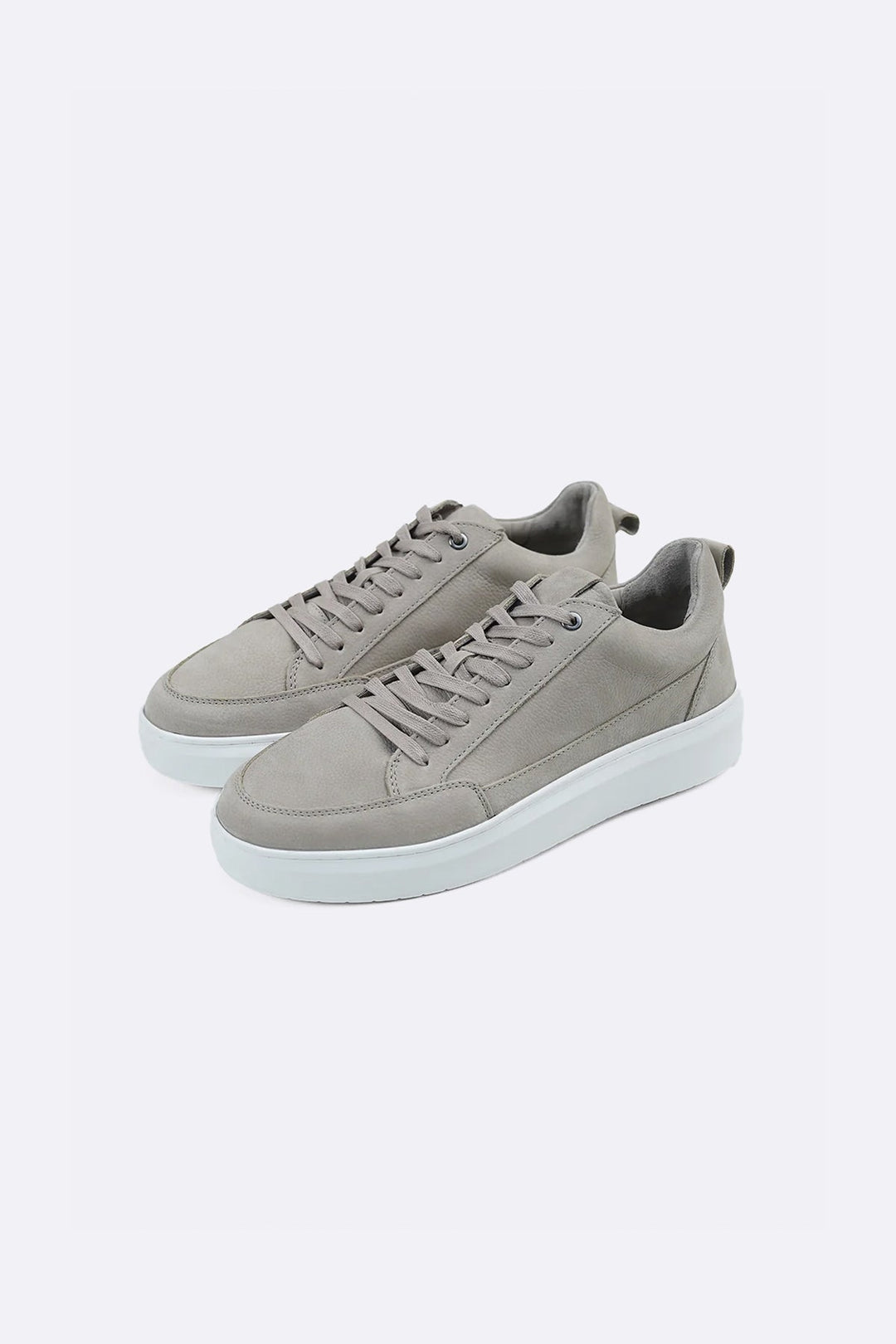 GREY PLATFORM LEATHER SNEAKERS