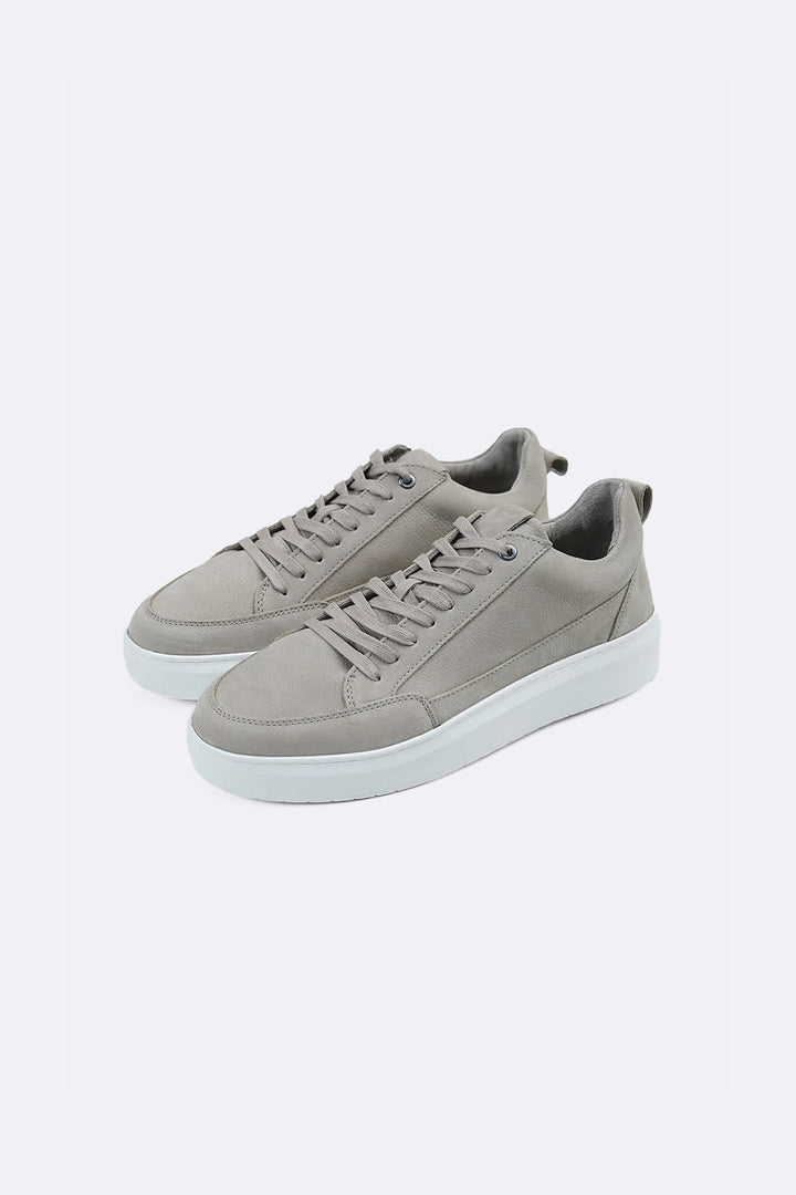 GREY PLATFORM LEATHER SNEAKERS