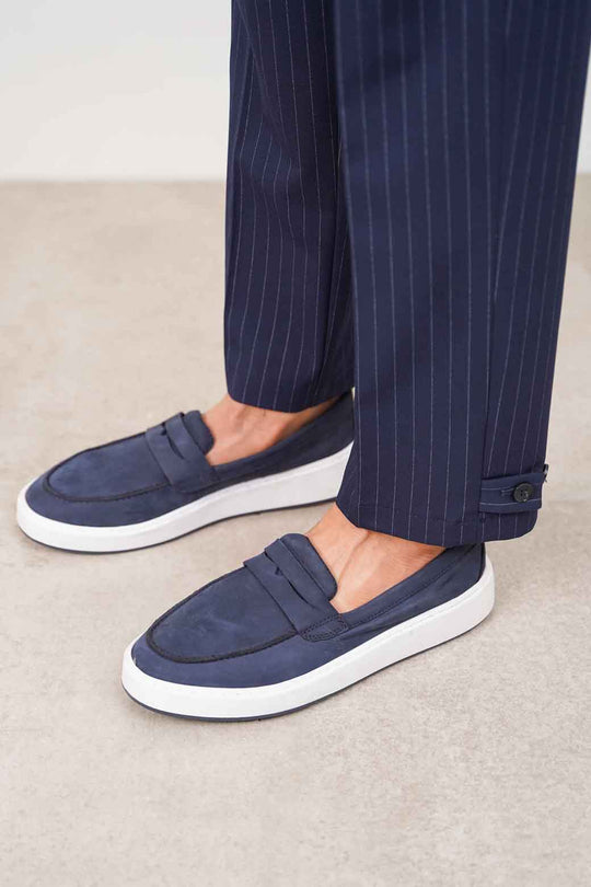 NAVY PENNY LOAFERS