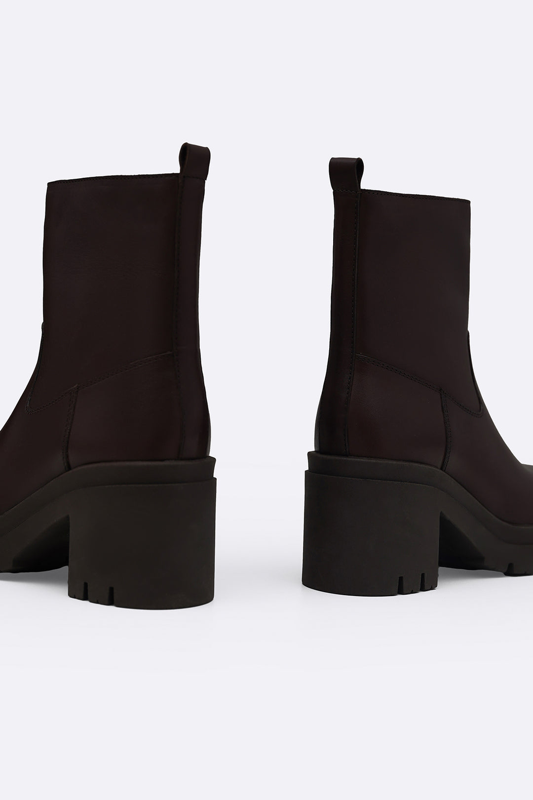 DARK BROWN LEATHER PLATFORM BOOTS