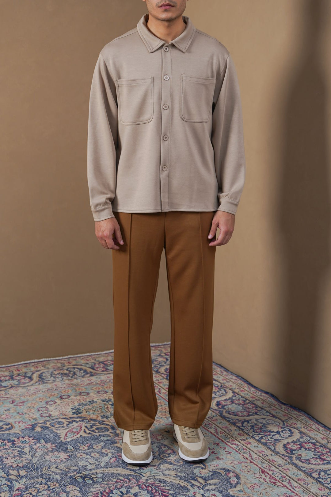 CAMEL STRAIGHT KNITTED PANTS