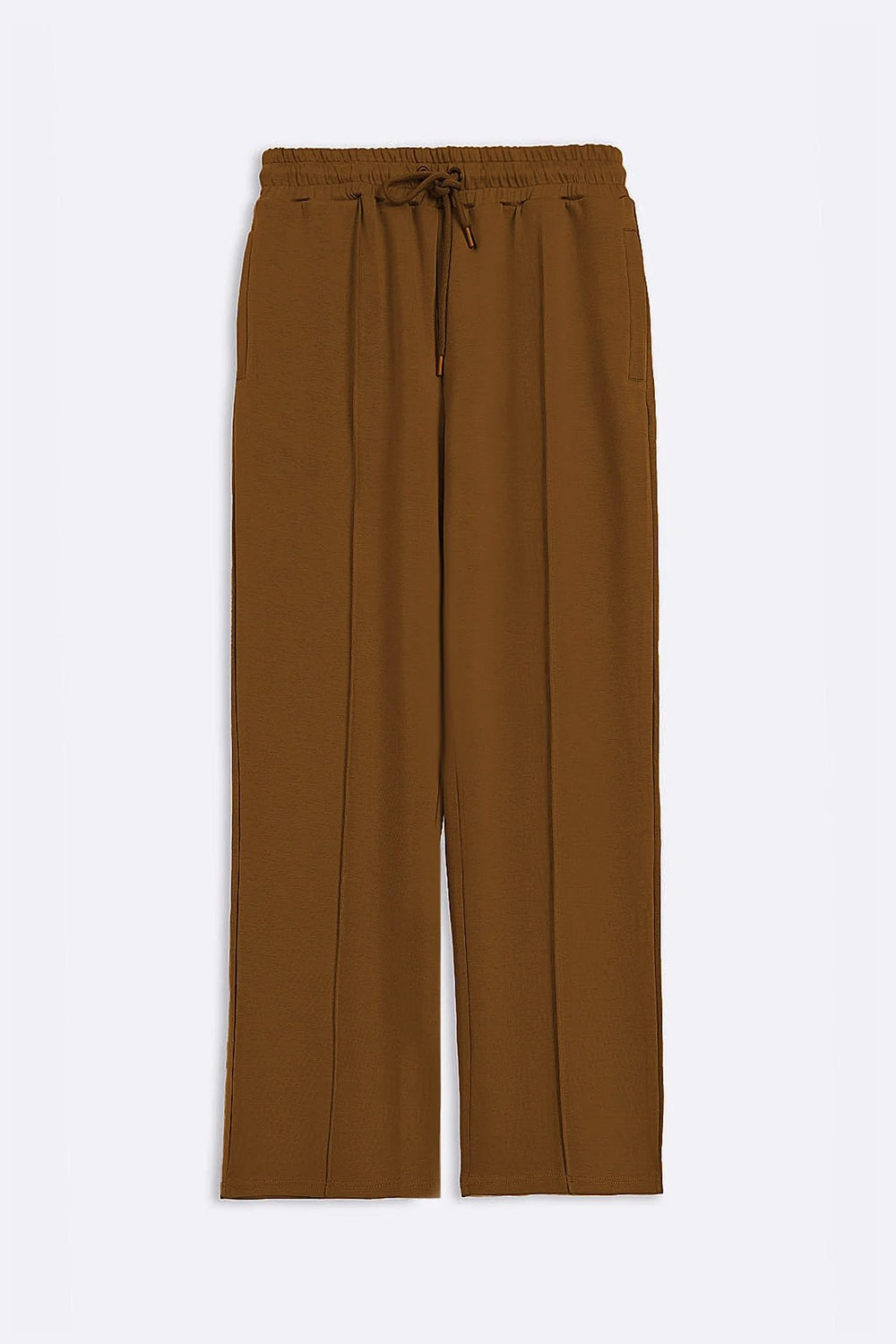 CAMEL STRAIGHT KNITTED PANTS