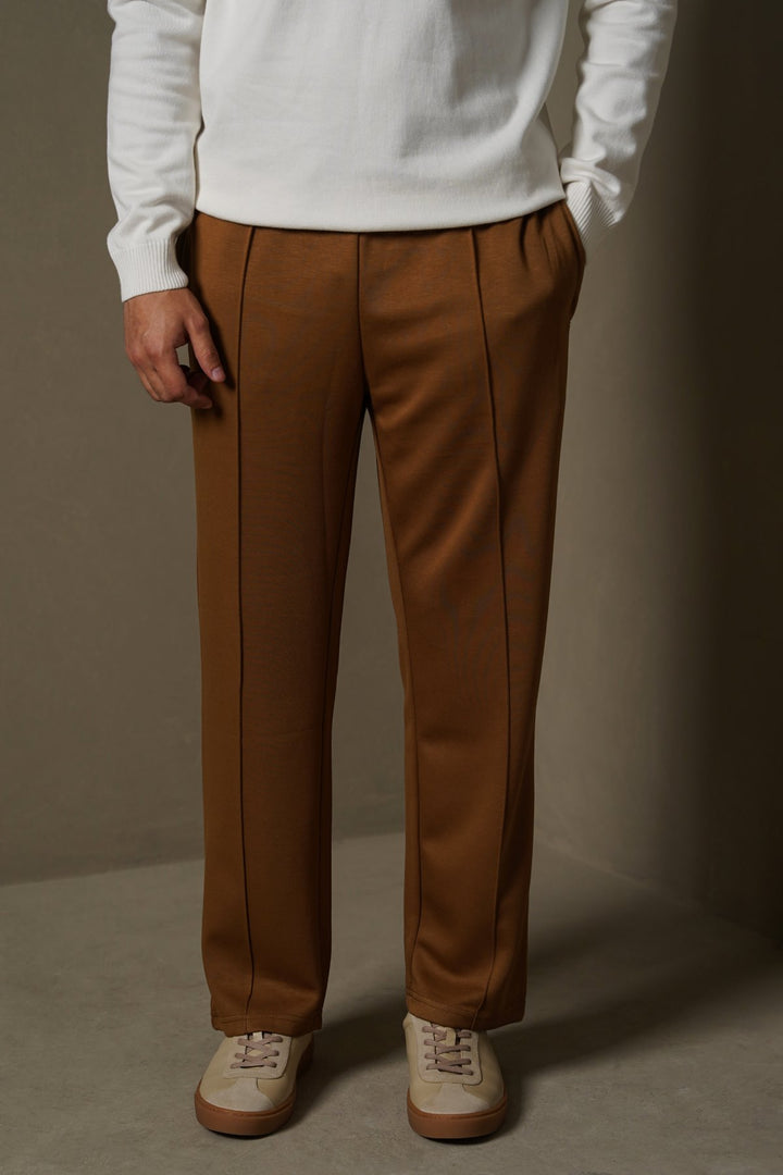 CAMEL STRAIGHT KNITTED PANTS