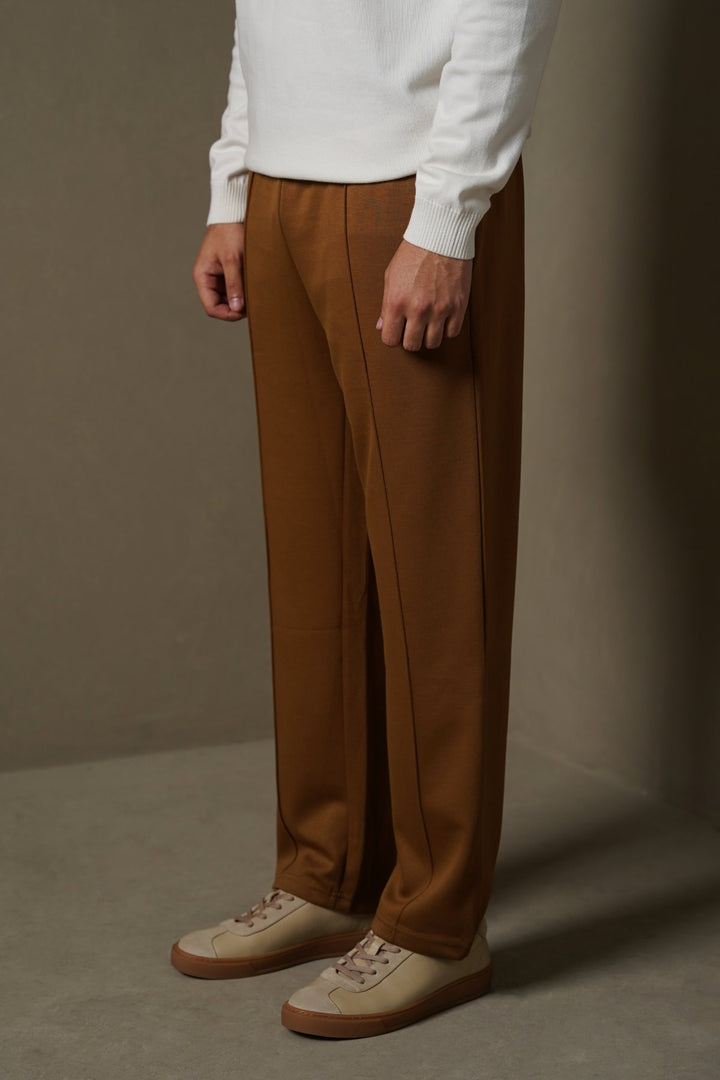 CAMEL STRAIGHT KNITTED PANTS