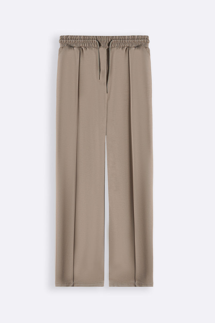 TAUPE STRAIGHT KNITTED PANTS