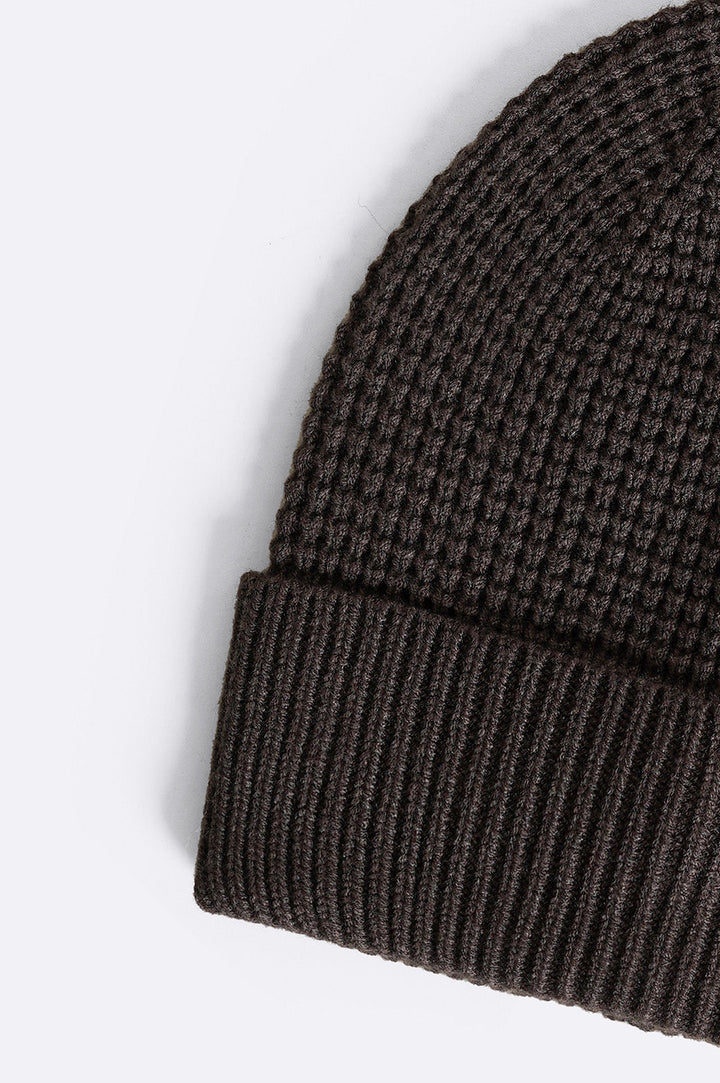 DARK GREY WAFFLE KNIT BEANIE