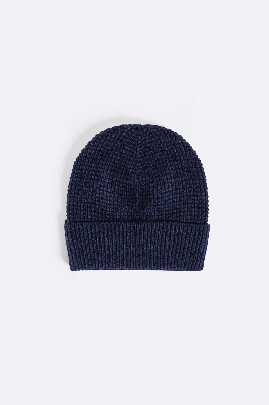NAVY WAFFLE KNIT BEANIE