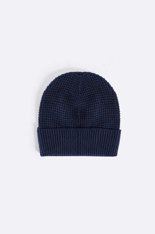NAVY WAFFLE KNIT BEANIE