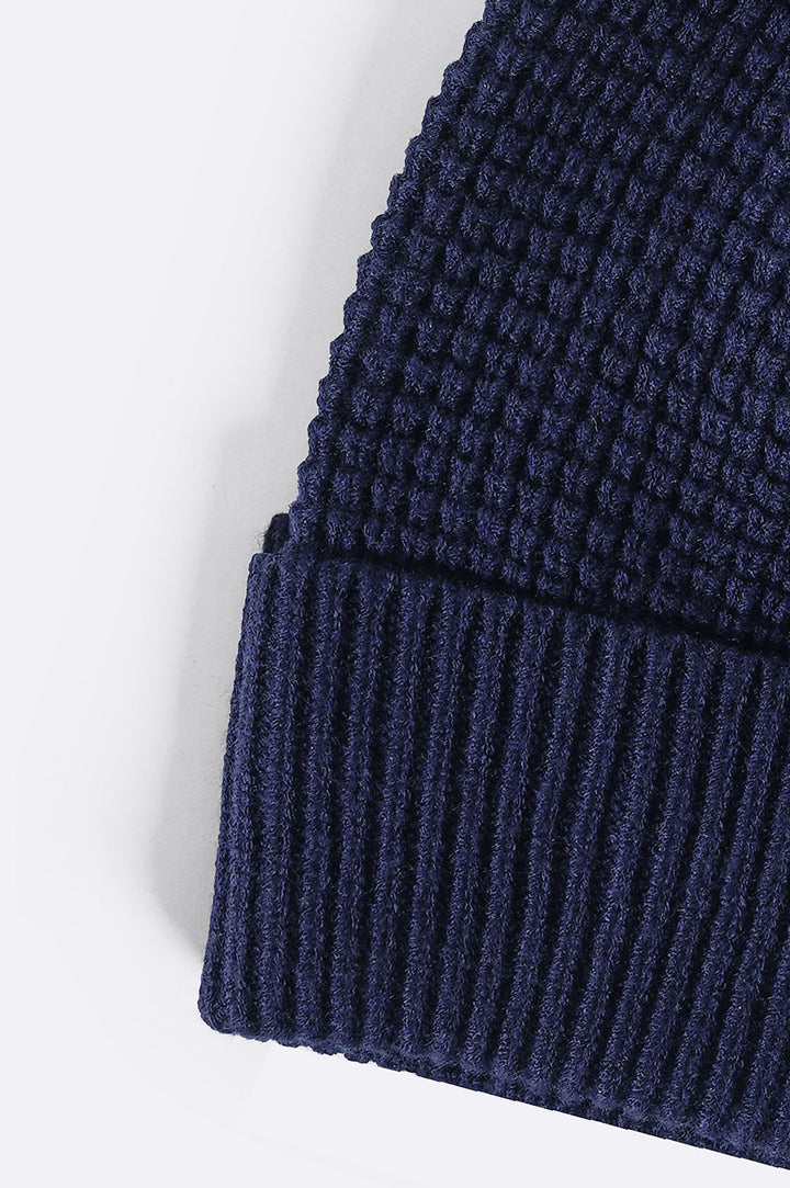 NAVY WAFFLE KNIT BEANIE