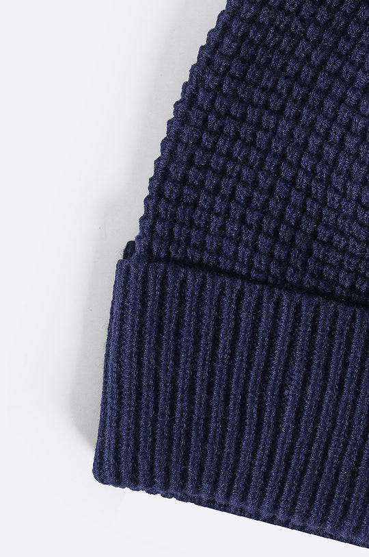 NAVY WAFFLE KNIT BEANIE