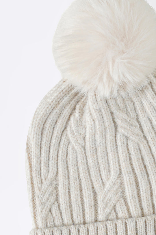 TAUPE CABLE KNIT BEANIE