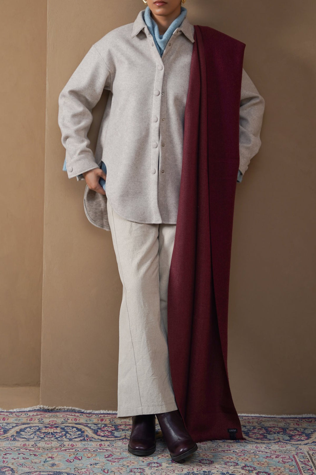 BURGUNDY PLUSH REVERSIBLE SCARF