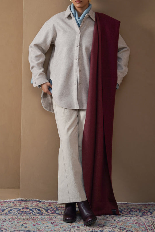 BURGUNDY PLUSH REVERSIBLE SCARF