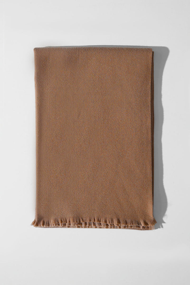 CAMEL PLUSH REVERSIBLE SCARF
