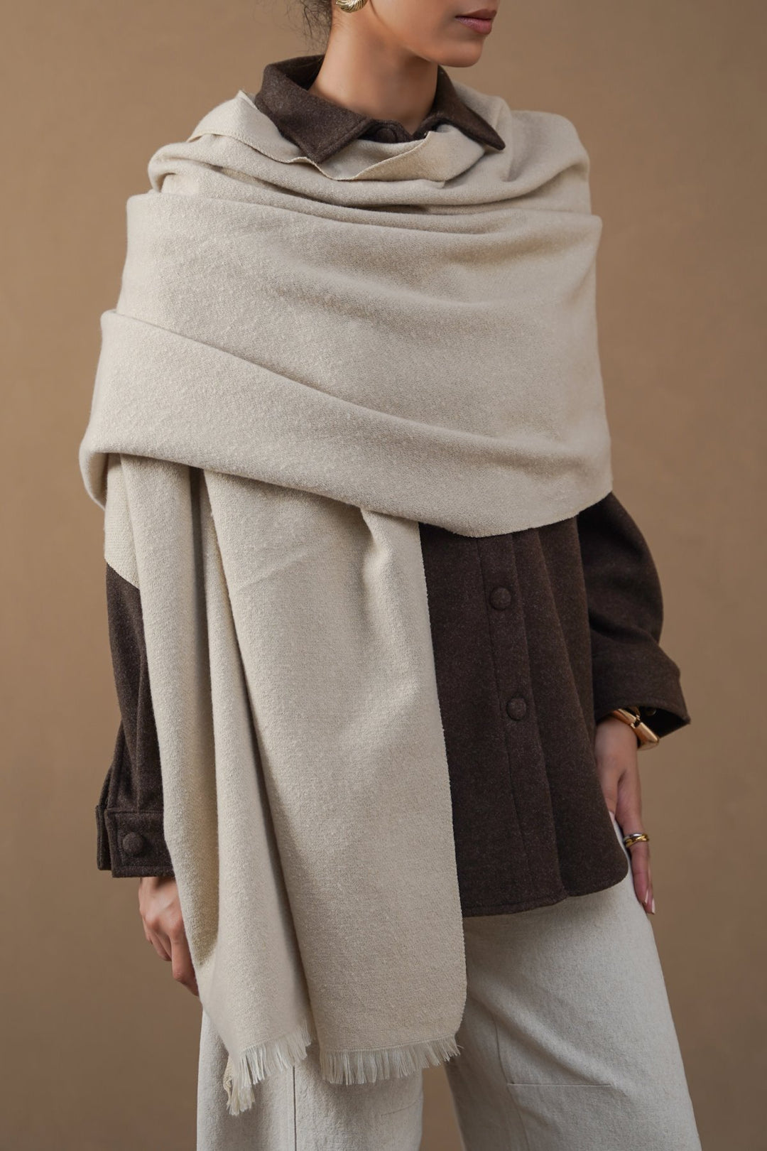 CREAM WINTER ESSENTIAL SCARF
