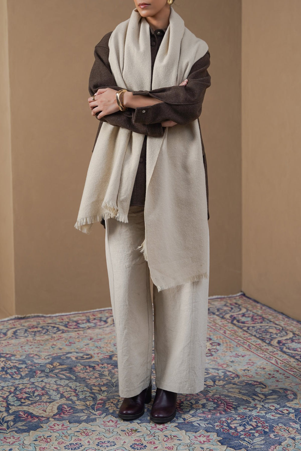 CREAM WINTER ESSENTIAL SCARF