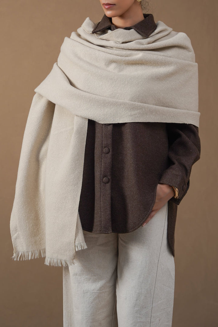 CREAM WINTER ESSENTIAL SCARF
