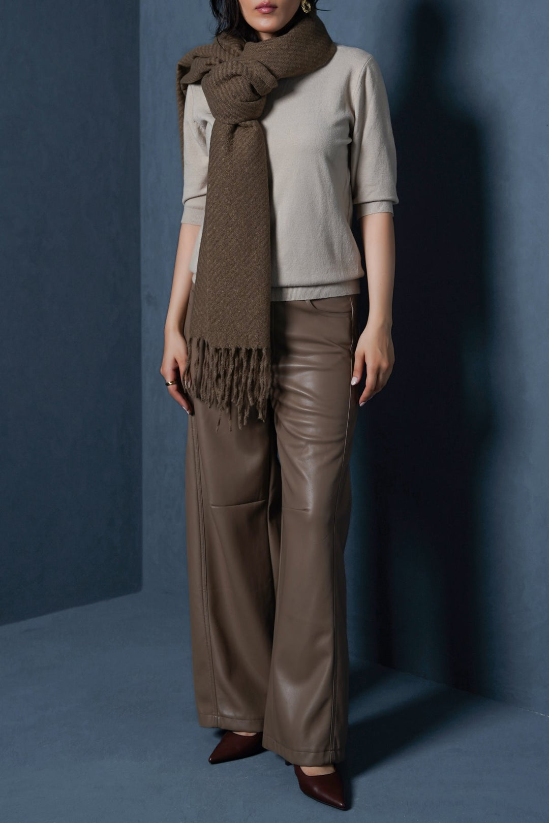 TAUPE COZY MELANGE SCARF