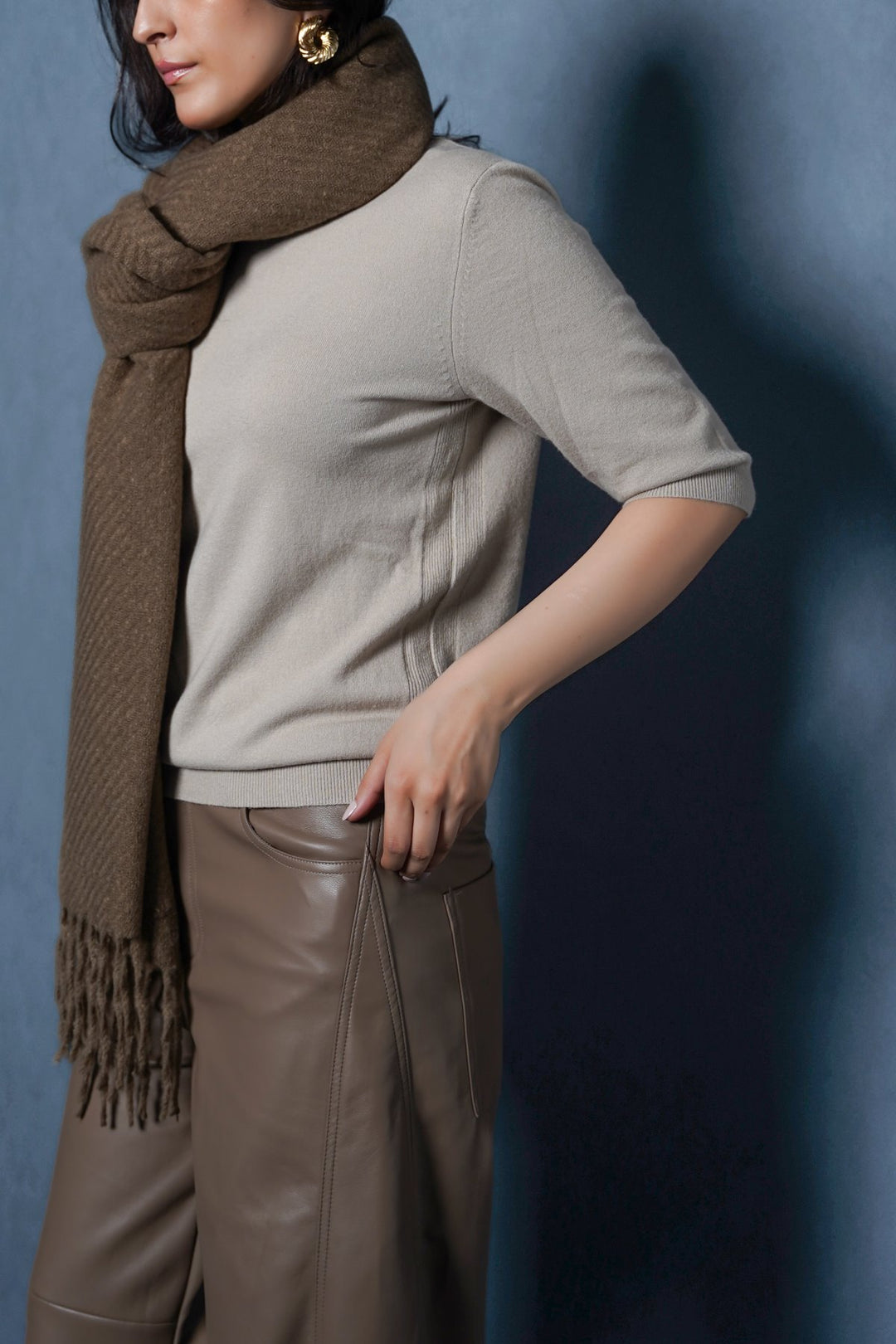 TAUPE COZY MELANGE SCARF