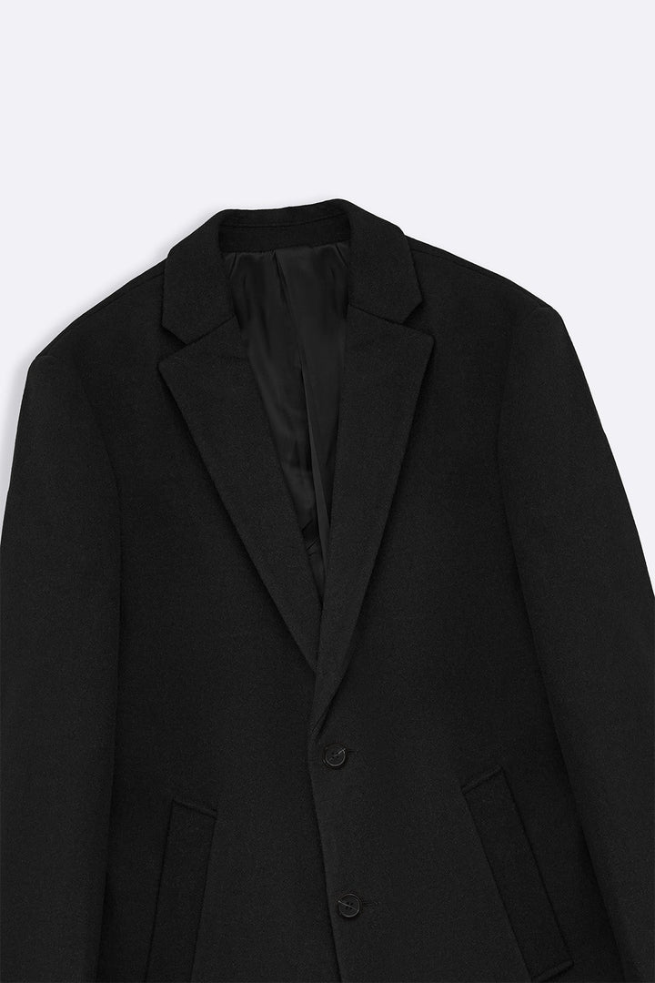 BLACK WOOL BLEND COAT