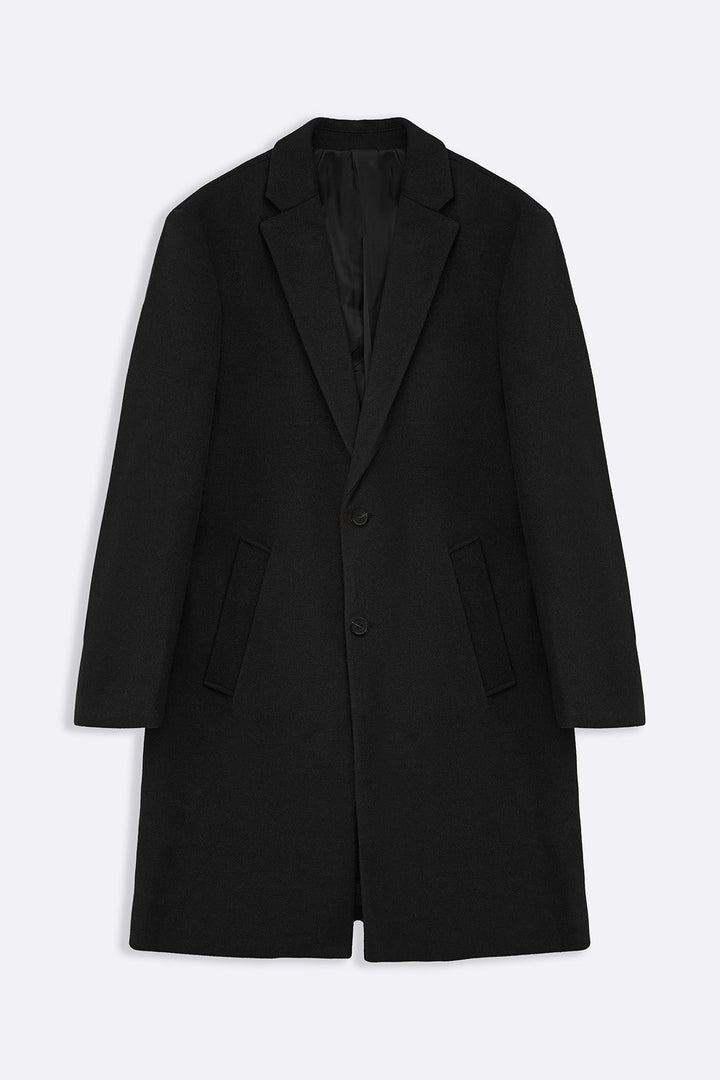 BLACK WOOL BLEND COAT