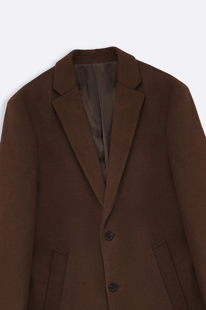 COFFEE WOOL BLEND COAT