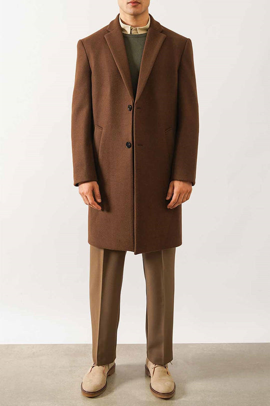 COFFEE WOOL BLEND COAT