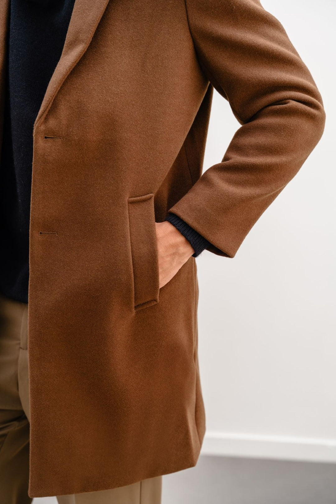 COFFEE WOOL BLEND COAT