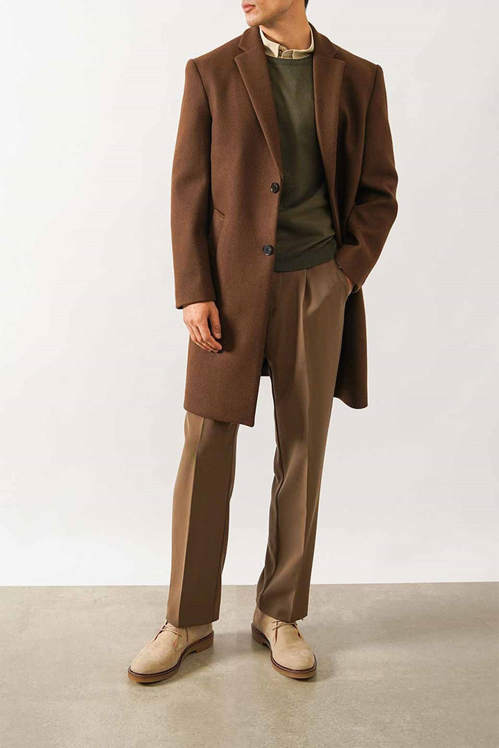 COFFEE WOOL BLEND COAT