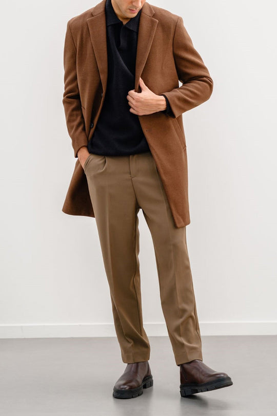 COFFEE WOOL BLEND COAT