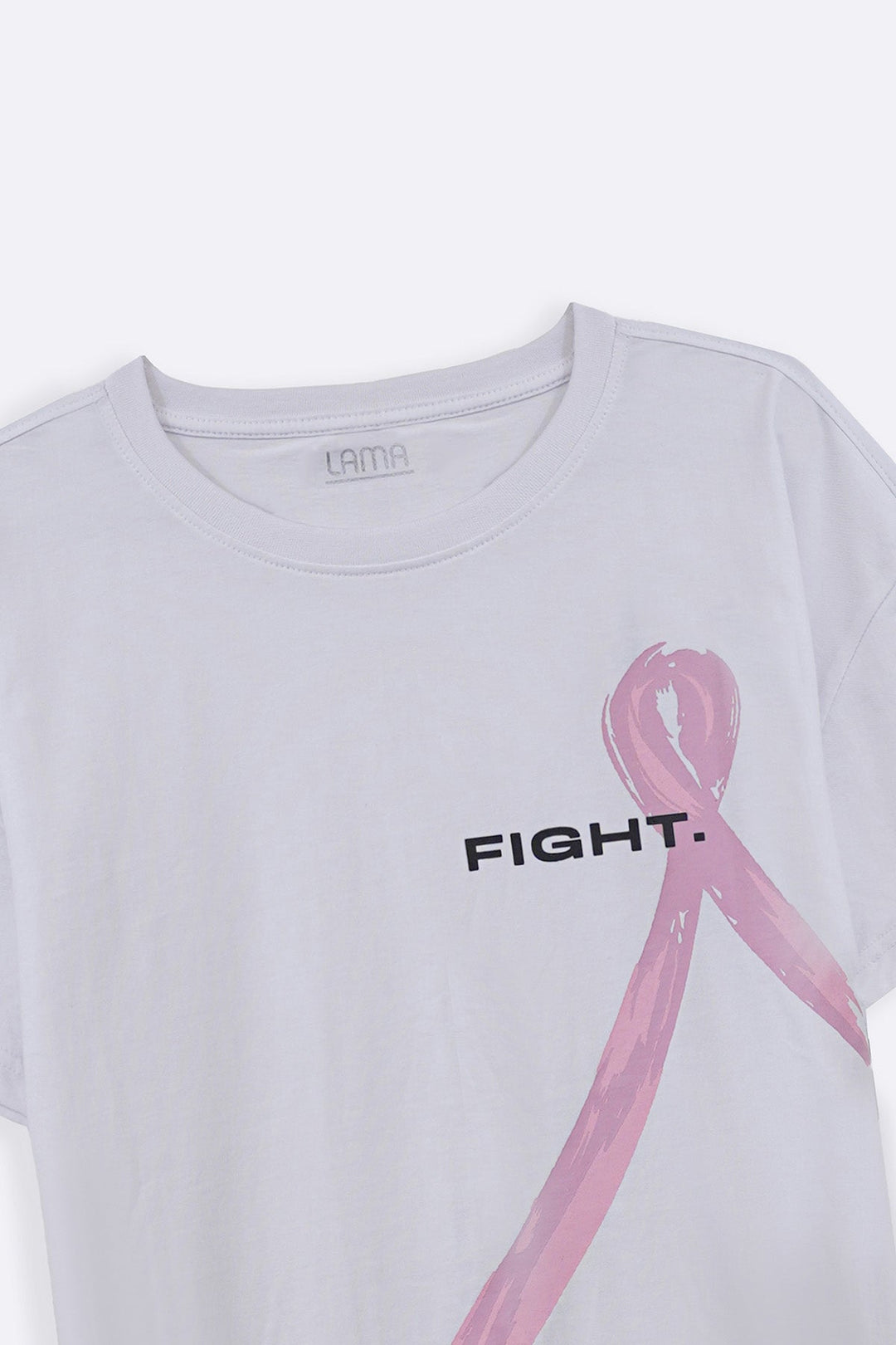 WHITE PINK RIBBON TEE