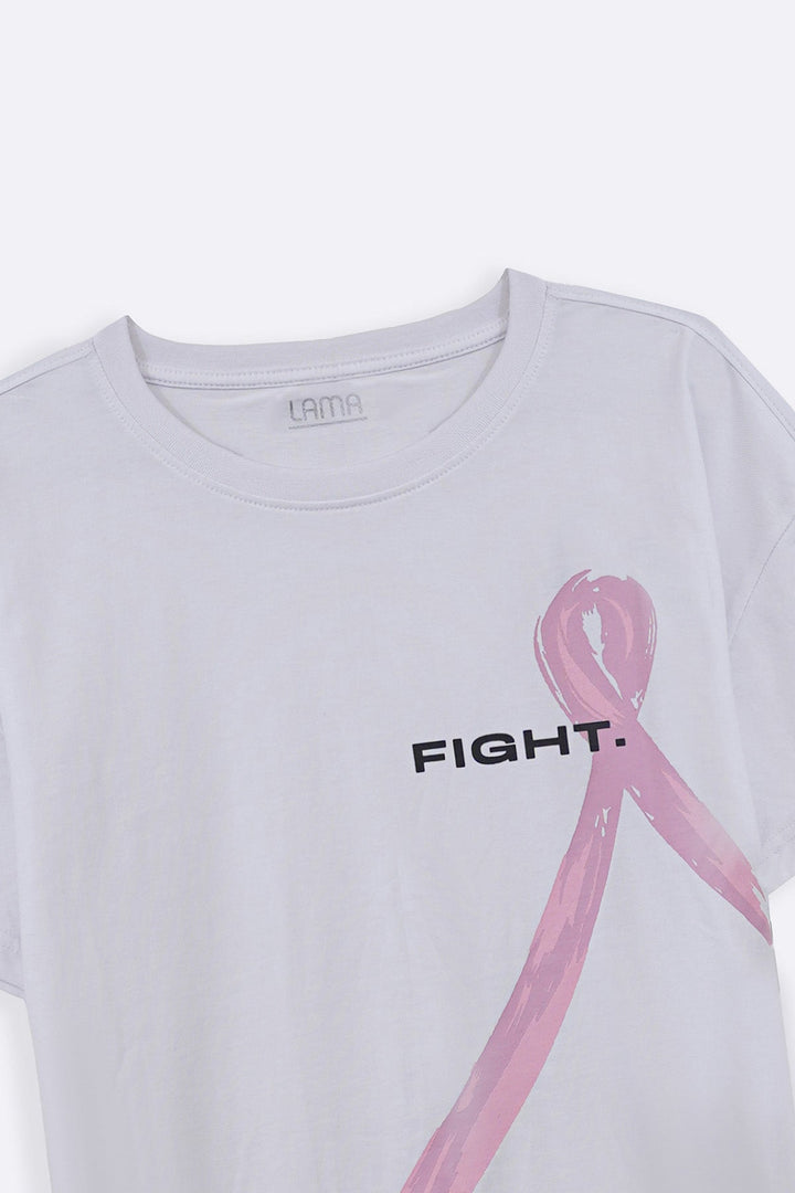 WHITE PINK RIBBON TEE