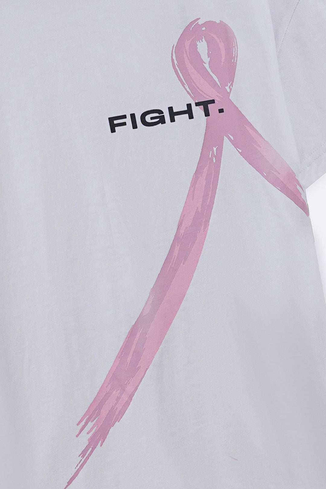 WHITE PINK RIBBON TEE