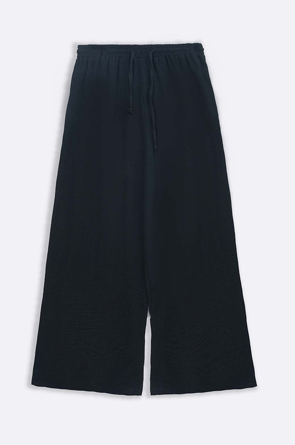 BLACK MUSLIN WIDE PANTS