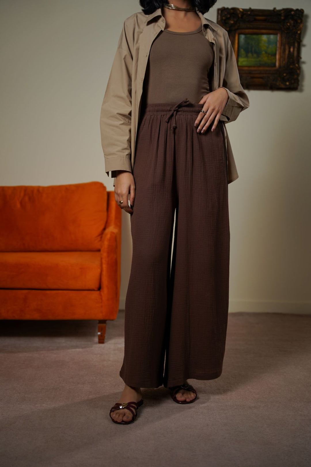 MUSLIN WIDE PANTS