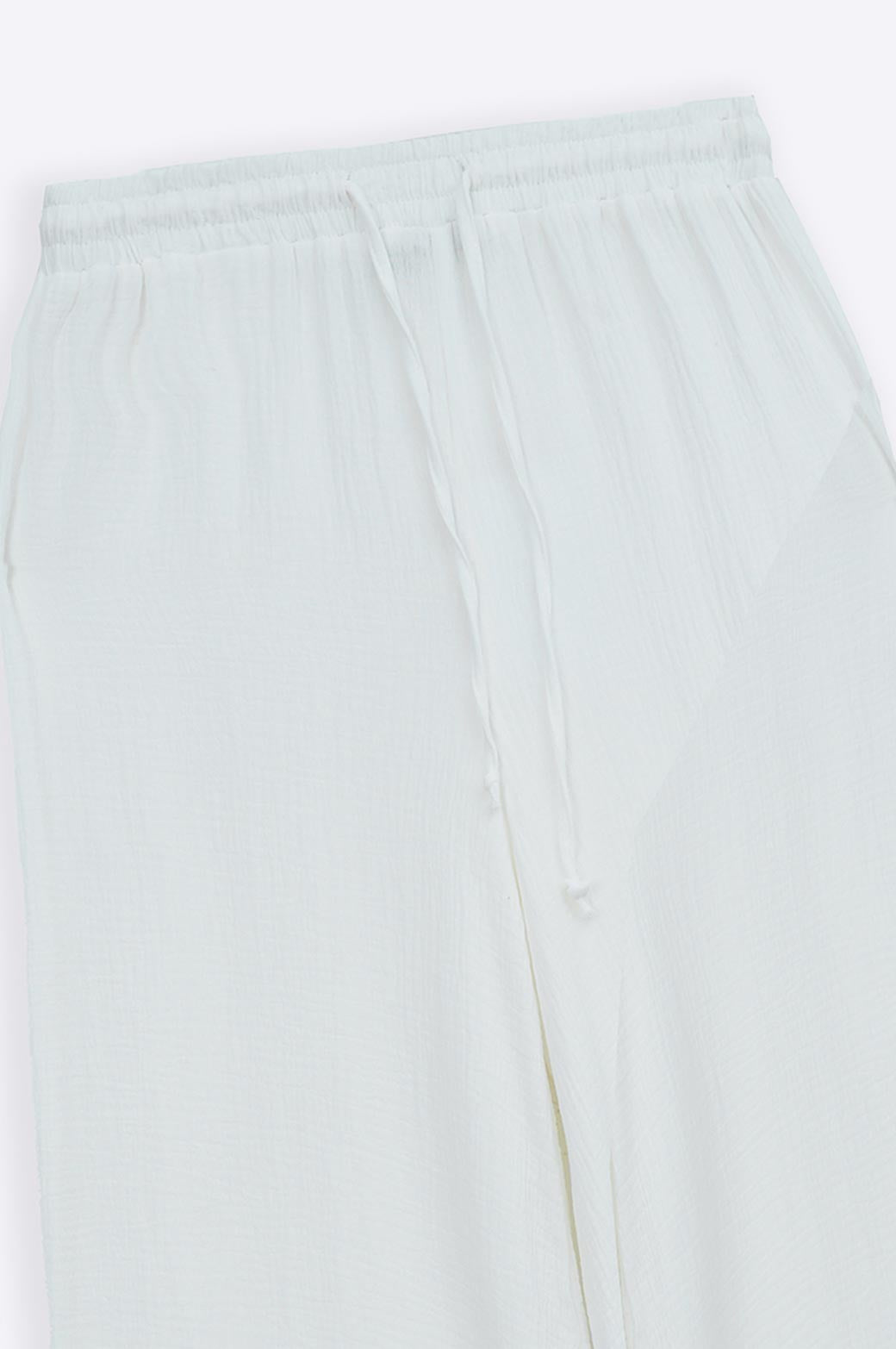 WHITE MUSLIN WIDE PANTS