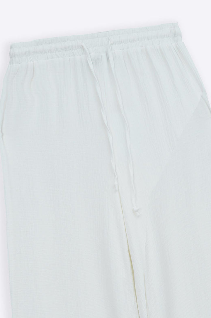 WHITE MUSLIN WIDE PANTS