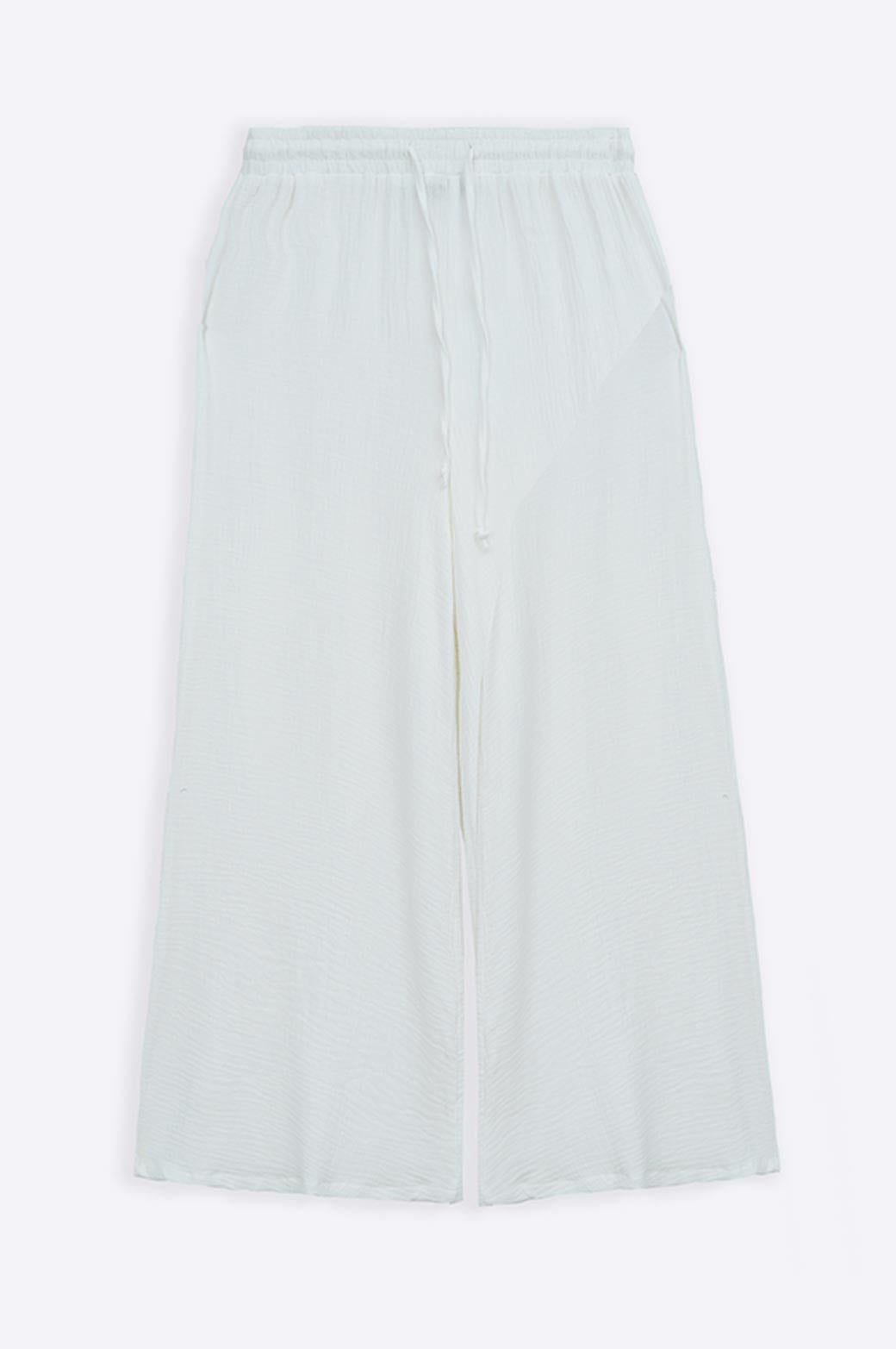 WHITE MUSLIN WIDE PANTS