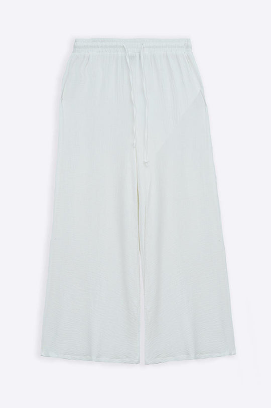 WHITE MUSLIN WIDE PANTS