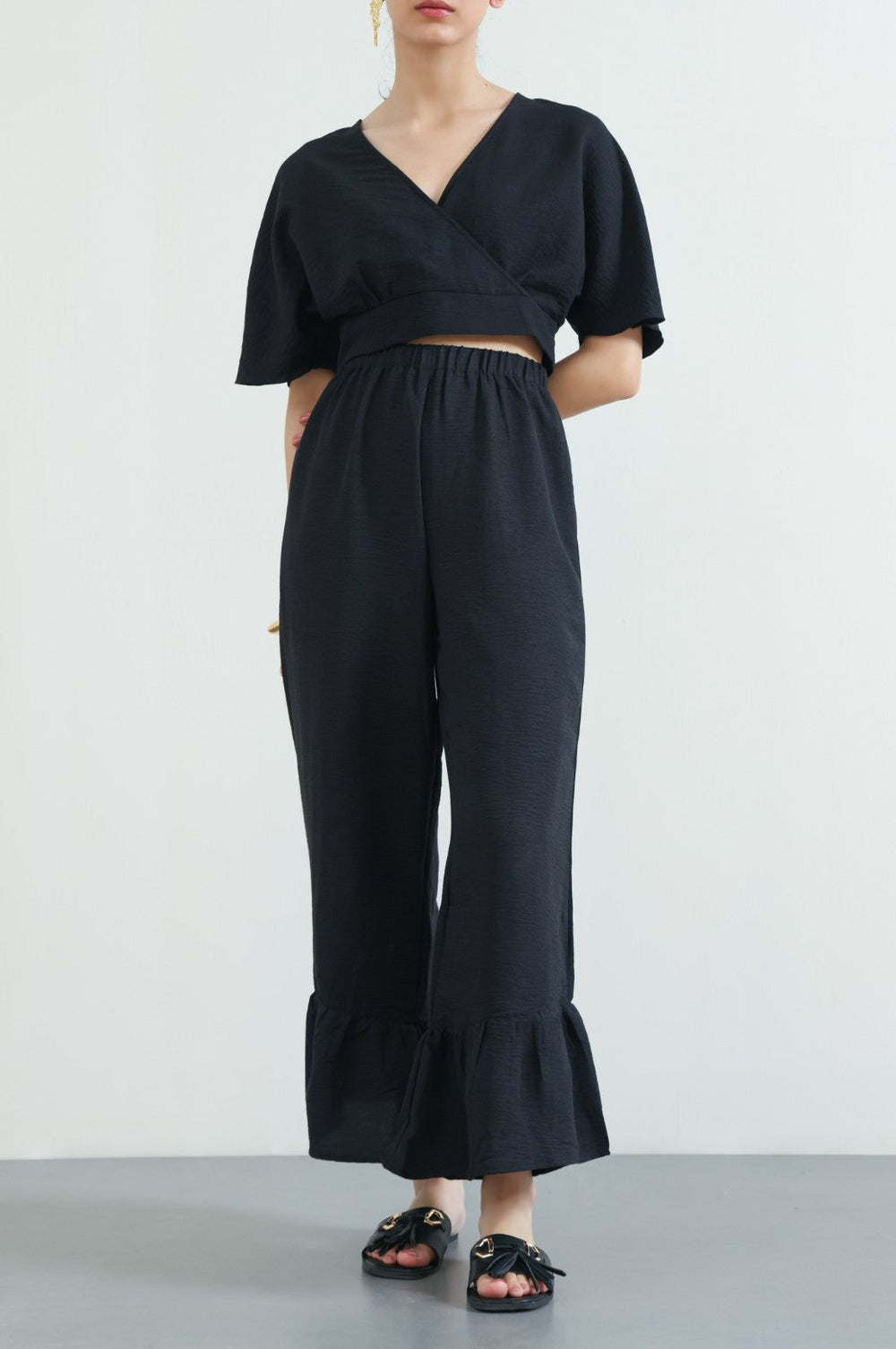BLACK RESORT FLARED PANTS