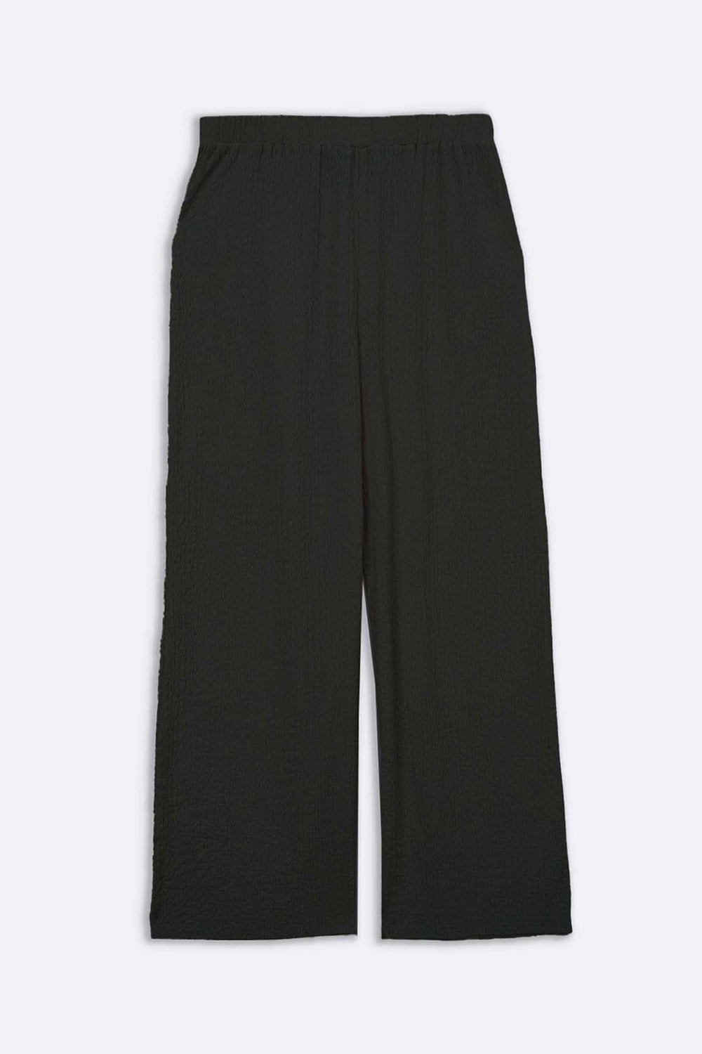 BLACK TEXTURED STRETCHY PANTS