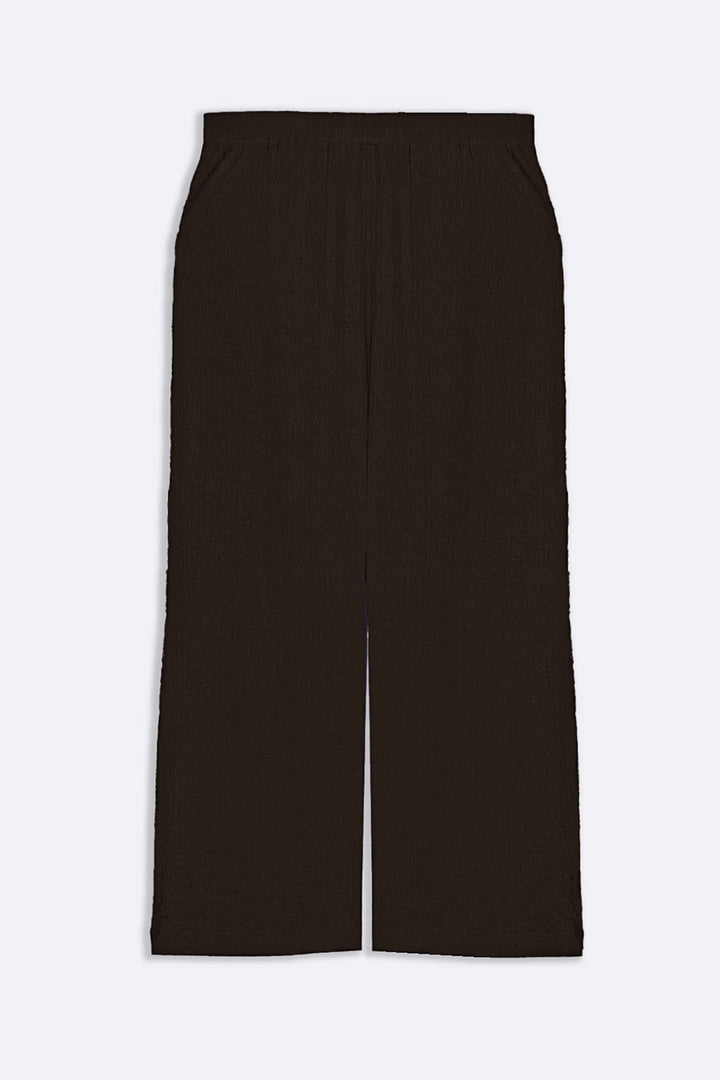 DARK BROWN TEXTURED STRETCHY PANTS