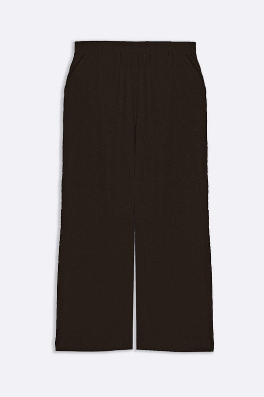DARK BROWN TEXTURED STRETCHY PANTS