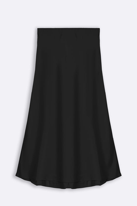 BLACK SATIN LONG SKIRT